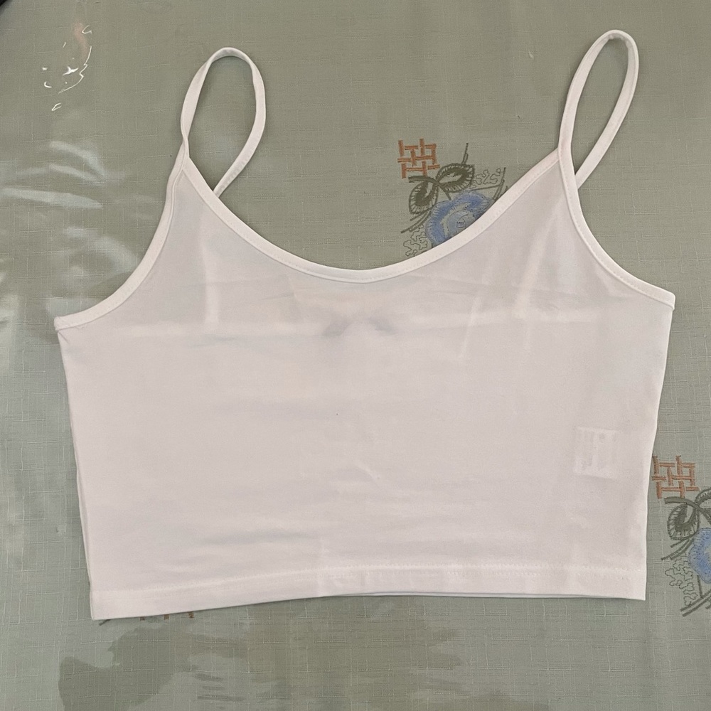 Solid White Crop Cami Top